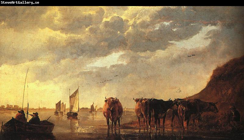 CUYP, Aelbert Herdsman with Cows by a River dfg